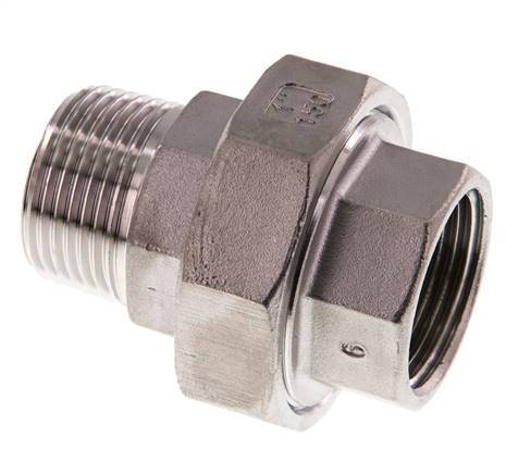 1'' NPT x 1'' NPT F/M Edelstahl Doppelnippel 3-teilig mit konischer Abdichtung 16 bar