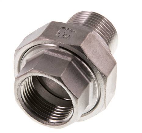 1'' NPT x 1'' NPT F/M Edelstahl Doppelnippel 3-teilig mit konischer Abdichtung 16 bar