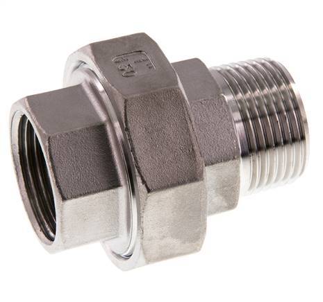 1'' NPT x 1'' NPT F/M Edelstahl Doppelnippel 3-teilig mit konischer Abdichtung 16 bar