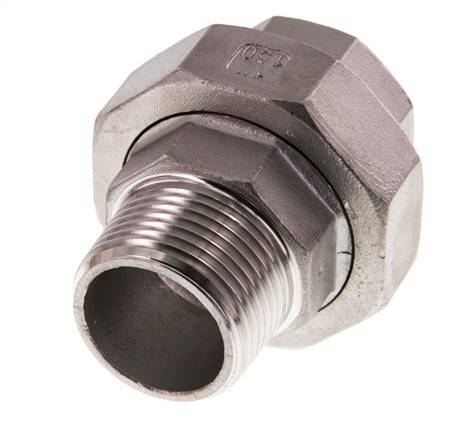 Rp 1'' x R 1'' F/M Edelstahl Doppelnippel 3-teilig mit konischer Abdichtung 16 bar