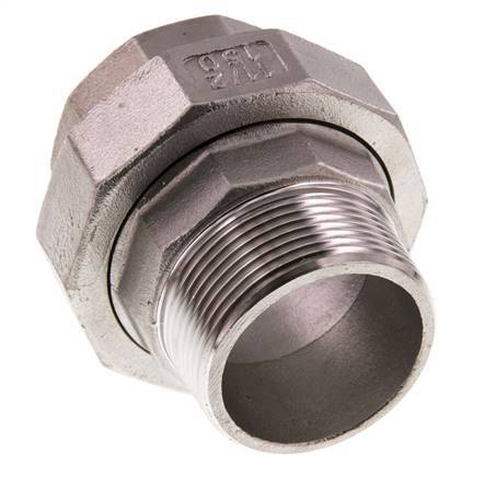 Rp 1 1/2'' x R 1 1/2'' F/M Edelstahl Doppelnippel 3-teilig mit konischer Abdichtung 16 bar