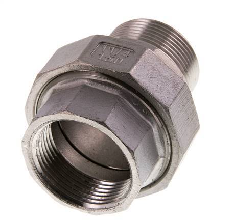 1 1/4'' NPT x 1 1/4'' NPT F/M Edelstahl Doppelnippel 3-teilig mit konischer Abdichtung 16 bar