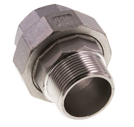 1 1/4'' NPT x 1 1/4'' NPT F/M Edelstahl Doppelnippel 3-teilig mit konischer Abdichtung 16 bar