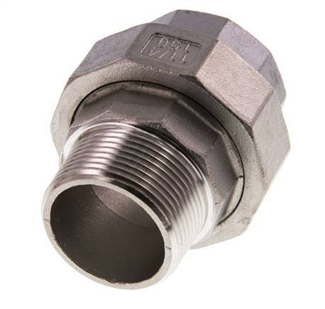 1 1/4'' NPT x 1 1/4'' NPT F/M Edelstahl Doppelnippel 3-teilig mit konischer Abdichtung 16 bar