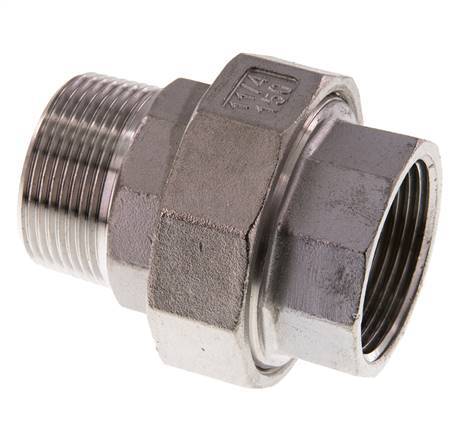 1 1/4'' NPT x 1 1/4'' NPT F/M Edelstahl Doppelnippel 3-teilig mit konischer Abdichtung 16 bar