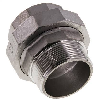 2'' NPT x 2'' NPT F/M Edelstahl Doppelnippel 3-teilig mit konischer Abdichtung 16 bar