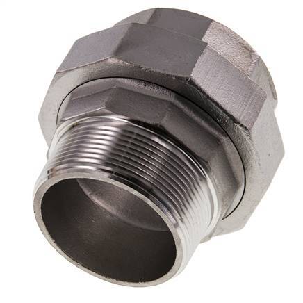 2'' NPT x 2'' NPT F/M Edelstahl Doppelnippel 3-teilig mit konischer Abdichtung 16 bar