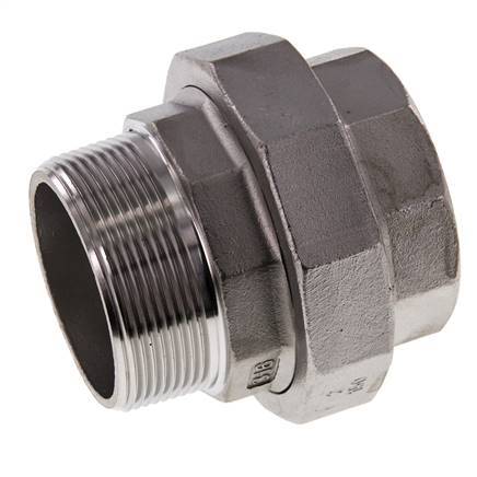2'' NPT x 2'' NPT F/M Edelstahl Doppelnippel 3-teilig mit konischer Abdichtung 16 bar