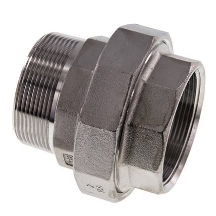 2'' NPT x 2'' NPT F/M Edelstahl Doppelnippel 3-teilig mit konischer Abdichtung 16 bar