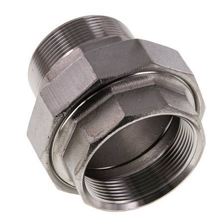 2'' NPT x 2'' NPT F/M Edelstahl Doppelnippel 3-teilig mit konischer Abdichtung 16 bar