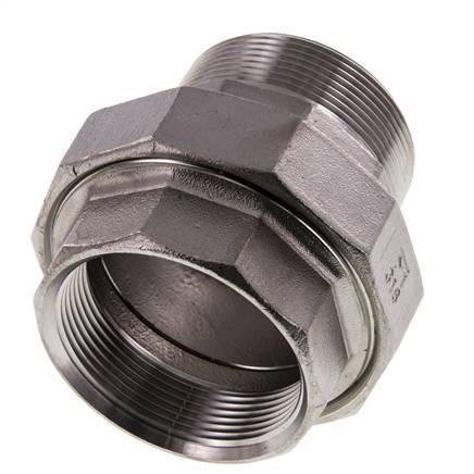 2'' NPT x 2'' NPT F/M Edelstahl Doppelnippel 3-teilig mit konischer Abdichtung 16 bar