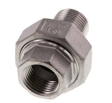 Rp 1/2'' x R 1/2'' F/M Edelstahl Doppelnippel 3-teilig mit Flachdichtung 16 bar