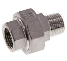 Rp 1/2'' x R 1/2'' F/M Edelstahl Doppelnippel 3-teilig mit Flachdichtung 16 bar