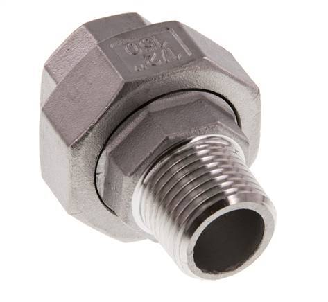 Rp 1/2'' x R 1/2'' F/M Edelstahl Doppelnippel 3-teilig mit Flachdichtung 16 bar