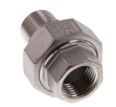 Rp 1/2'' x R 1/2'' F/M Edelstahl Doppelnippel 3-teilig mit Flachdichtung 16 bar