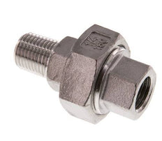 Rp 1/4'' x R 1/4'' F/M Edelstahl Doppelnippel 3-teilig mit Flachdichtung 16 bar