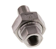 Rp 1/4'' x R 1/4'' F/M Edelstahl Doppelnippel 3-teilig mit Flachdichtung 16 bar