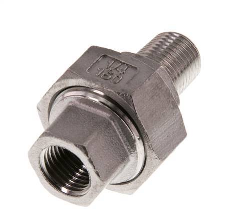 Rp 1/4'' x R 1/4'' F/M Edelstahl Doppelnippel 3-teilig mit Flachdichtung 16 bar