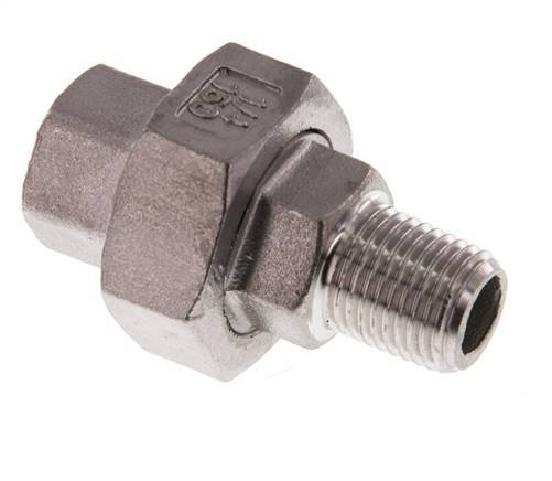 Rp 1/4'' x R 1/4'' F/M Edelstahl Doppelnippel 3-teilig mit Flachdichtung 16 bar