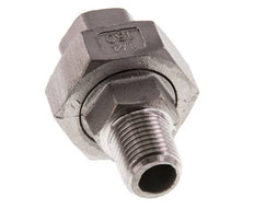 Rp 1/4'' x R 1/4'' F/M Edelstahl Doppelnippel 3-teilig mit Flachdichtung 16 bar
