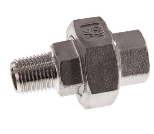 Rp 1/4'' x R 1/4'' F/M Edelstahl Doppelnippel 3-teilig mit Flachdichtung 16 bar
