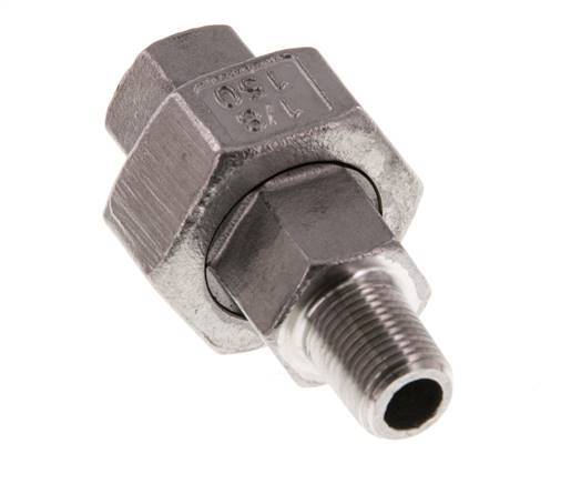 Rp 1/8'' x R 1/8'' F/M Edelstahl Doppelnippel 3-teilig mit Flachdichtung 16 bar
