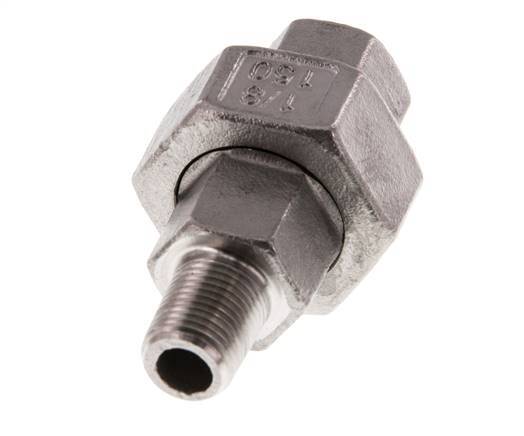 Rp 1/8'' x R 1/8'' F/M Edelstahl Doppelnippel 3-teilig mit Flachdichtung 16 bar