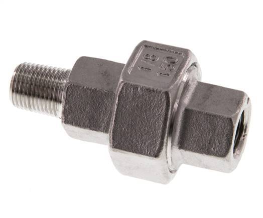 Rp 1/8'' x R 1/8'' F/M Edelstahl Doppelnippel 3-teilig mit Flachdichtung 16 bar