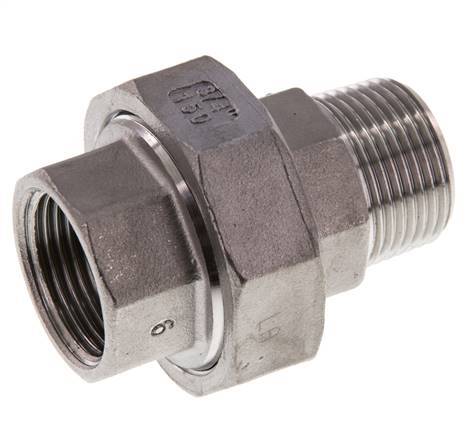 Rp 3/4'' x R 3/4'' F/M Edelstahl Doppelnippel 3-teilig mit Flachdichtung 16 bar