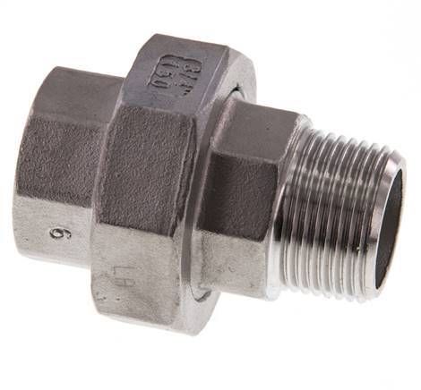 Rp 3/4'' x R 3/4'' F/M Edelstahl Doppelnippel 3-teilig mit Flachdichtung 16 bar