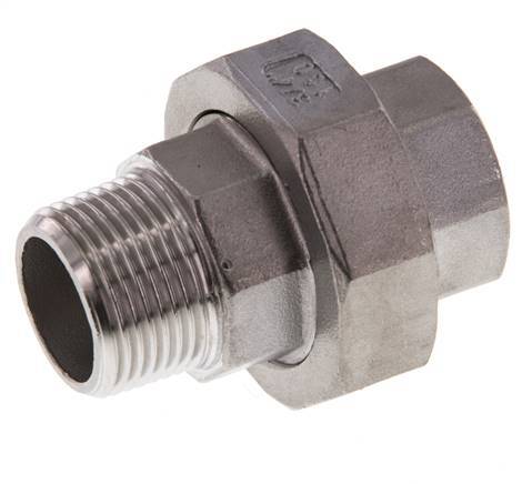Rp 3/4'' x R 3/4'' F/M Edelstahl Doppelnippel 3-teilig mit Flachdichtung 16 bar