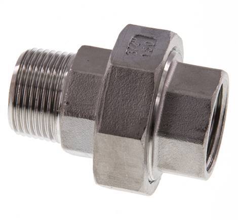 Rp 3/4'' x R 3/4'' F/M Edelstahl Doppelnippel 3-teilig mit Flachdichtung 16 bar