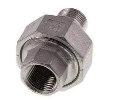 Rp 3/8'' x R 3/8'' F/M Edelstahl Doppelnippel 3-teilig mit Flachdichtung 16 bar