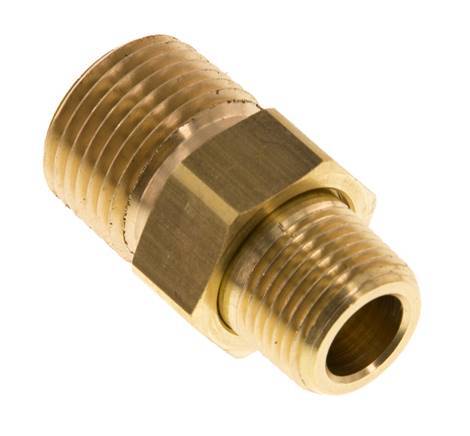 R 1/2'' x R 3/8'' Brass Double Nipple 3-pieces with Conically sealing 16 Bar