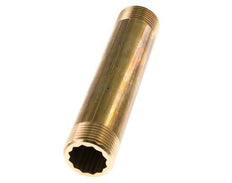 G 1'' Brass Double Pipe Nipple 16 Bar DIN 2982 - 150mm