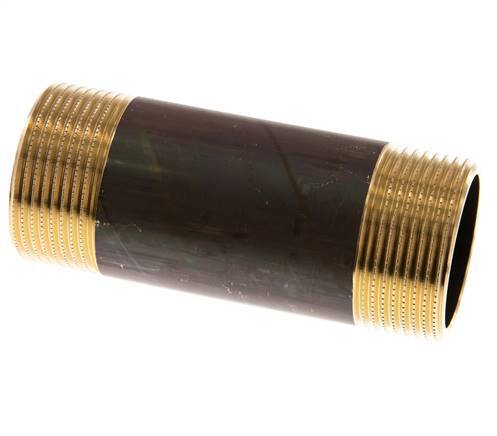 G 1 1/4'' Brass Double Pipe Nipple 16 Bar DIN 2982 - 100mm