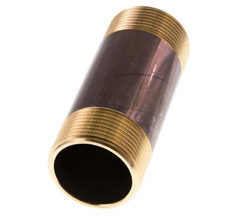 G 1 1/4'' Brass Double Pipe Nipple 16 Bar DIN 2982 - 100mm