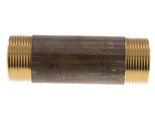 G 1 1/4'' Brass Double Pipe Nipple 16 Bar DIN 2982 - 120mm