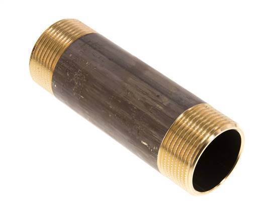 G 1 1/4'' Brass Double Pipe Nipple 16 Bar DIN 2982 - 120mm