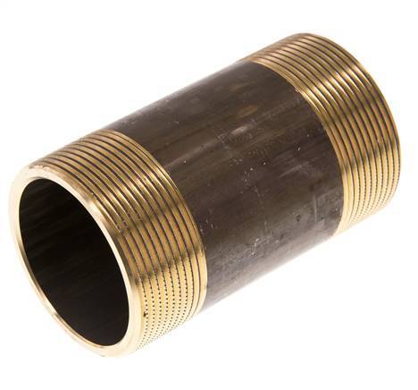 G 2'' Brass Double Pipe Nipple 16 Bar DIN 2982 - 100mm