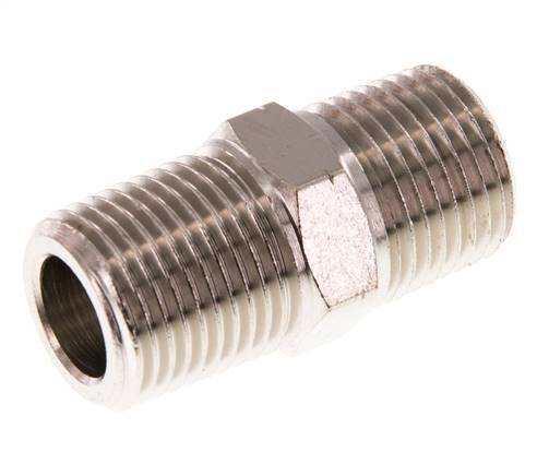 1/2'' NPT x R 1/2'' Messing vernickelt Doppelnippel 60 bar