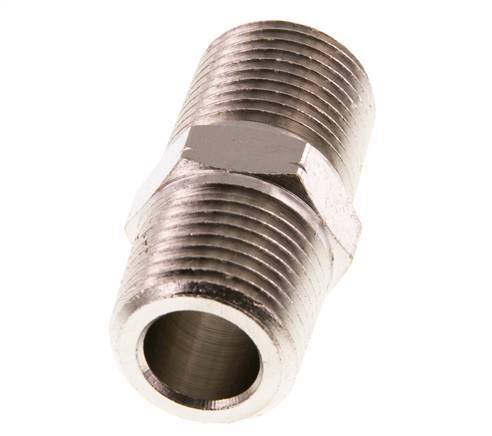 1/2'' NPT x R 1/2'' Messing vernickelt Doppelnippel 60 bar