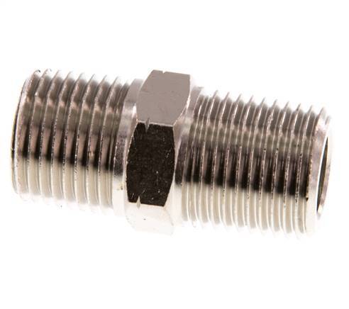 1/2'' NPT x R 1/2'' Messing vernickelt Doppelnippel 60 bar