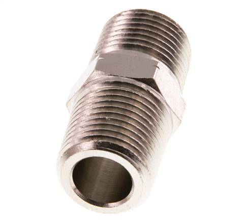 1/2'' NPT x R 1/2'' Messing vernickelt Doppelnippel 60 bar