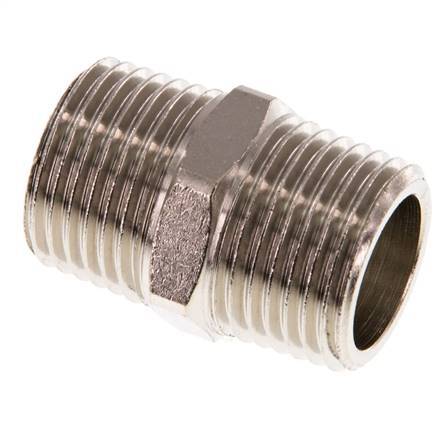R 1/2'' Nickel plated Brass Double Nipple 16 Bar [2 Pieces]