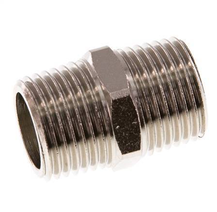 R 1/2'' Nickel plated Brass Double Nipple 16 Bar [2 Pieces]