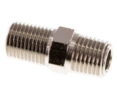1/4'' NPT x R 1/4'' vernickeltes Messing Doppelnippel 60 bar