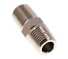 1/4'' NPT x R 1/4'' vernickeltes Messing Doppelnippel 60 bar