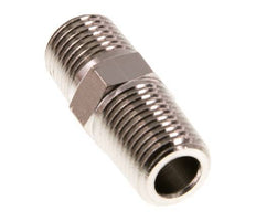 1/4'' NPT x R 1/4'' vernickeltes Messing Doppelnippel 60 bar