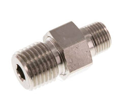 R 1/4'' x R 1/8'' Nickel plated Brass Double Nipple 3-pieces with Conically sealing 16 Bar [2 Pieces]